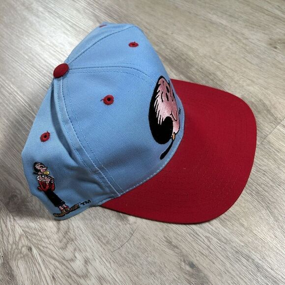 Vintage 1993 Olive Oil Hat Snapback American Needle Blockhead Popeye Blue Cap - Picture 7 of 8